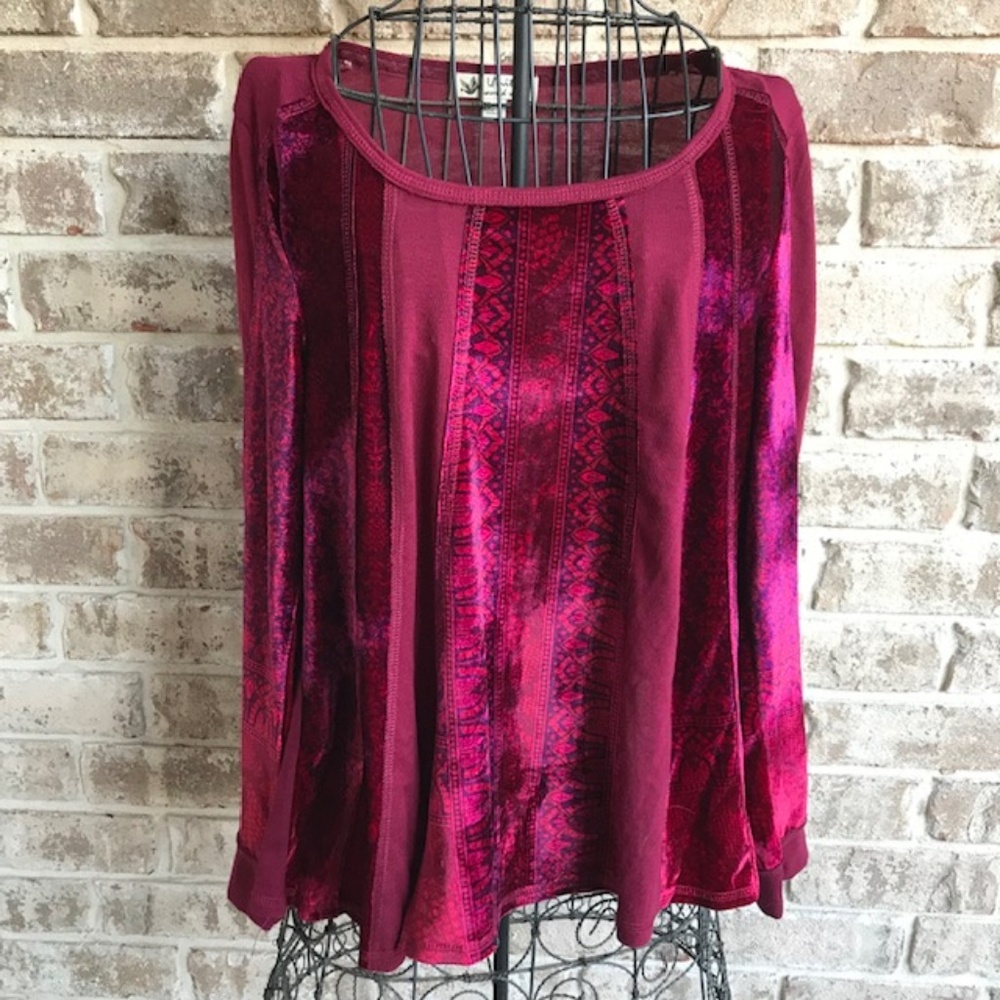 Unity World Wear Cranberry Top Retro Boho Small
